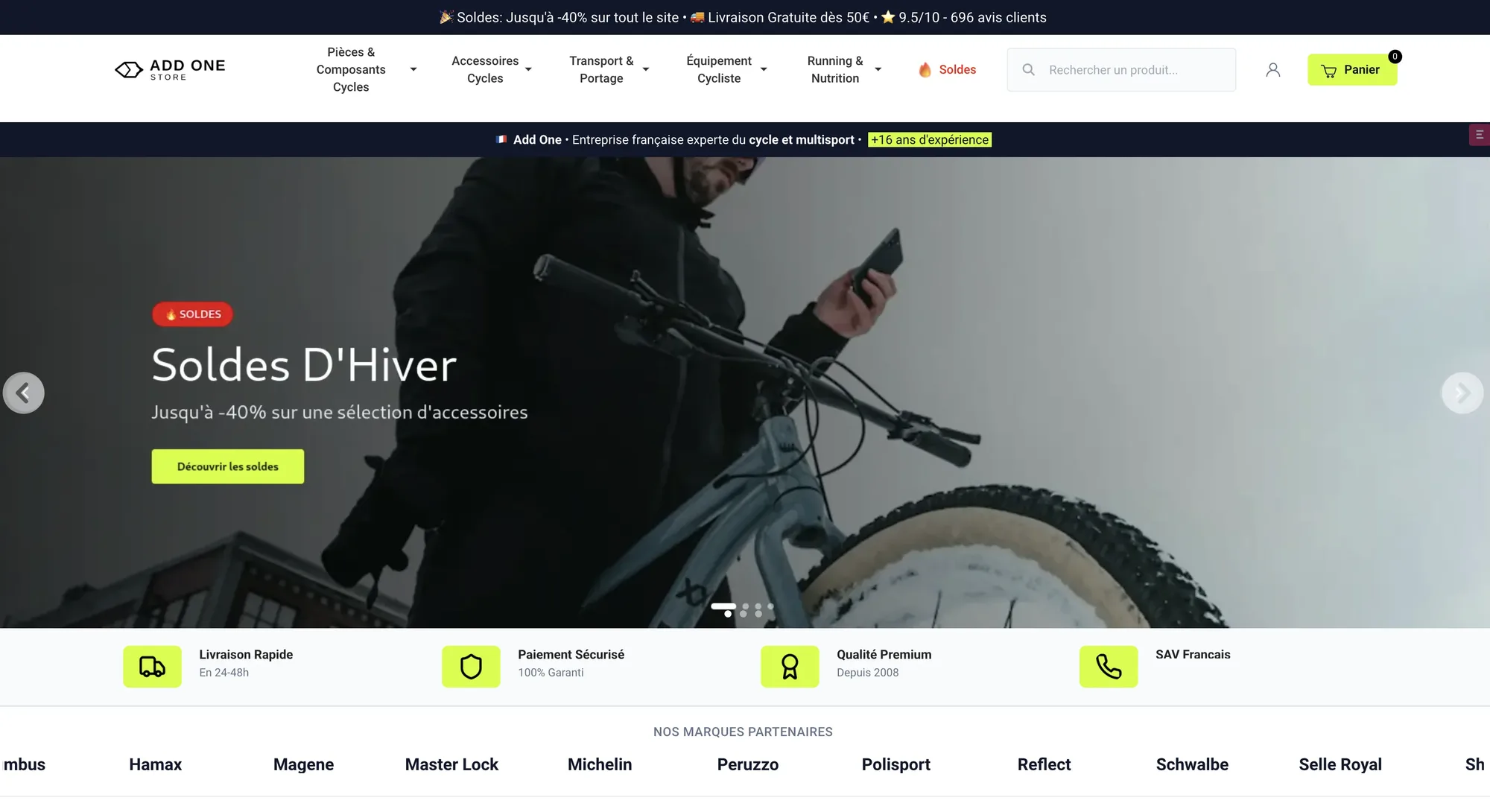 Nouvelle page d'accueil du site B2C ADD ONE STORE, en cours de développement