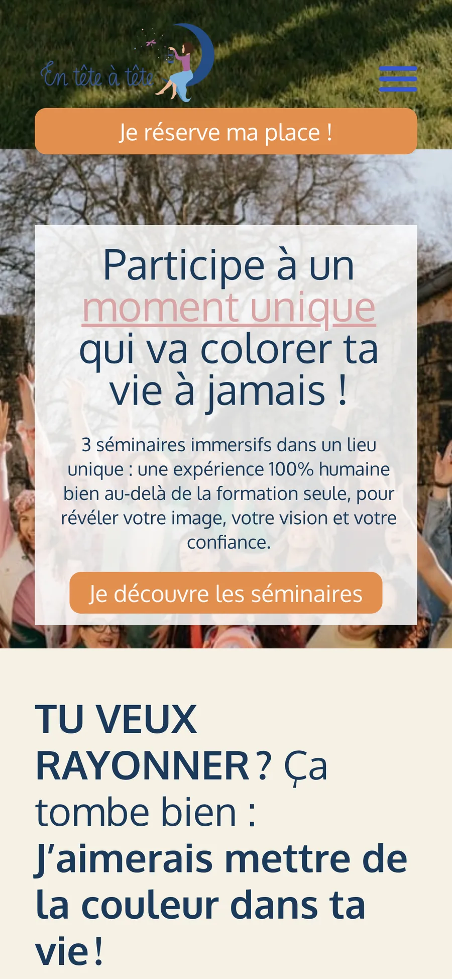 Page séminaires En Tête à Tête sur mobile