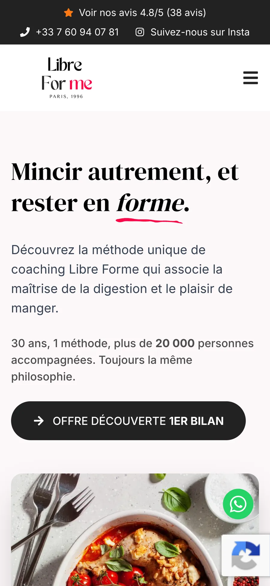 Page Libre Forme 8 sur mobile